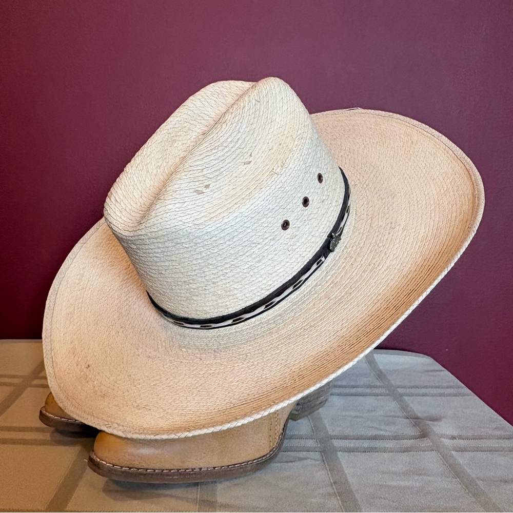 Alamo Hats western palm natural straw cowboy hat size 6 7/8